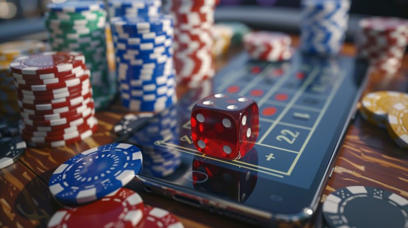 Ilustrasi aplikasi mobile ekatoto dengan tampilan sportsbook dan casino live